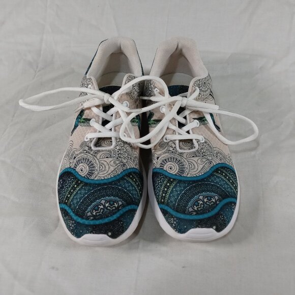 Women 8.5 Floral Bird Print Lightweight/ Comfortable Sneaker Lace Up Shoes - Picture 5 of 5